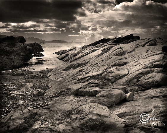 weston beach sepia